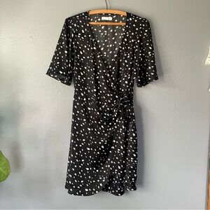 Black and White Polka Dot Wrap Dress